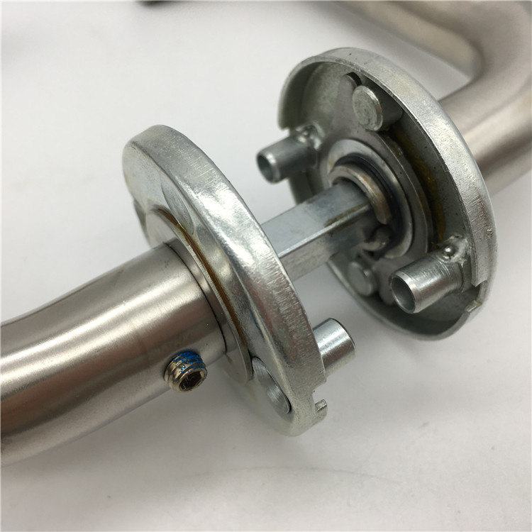 Fire Rated Lever on Rose Round Bar Return To Door Handle Pair Satin Stainless Steel 